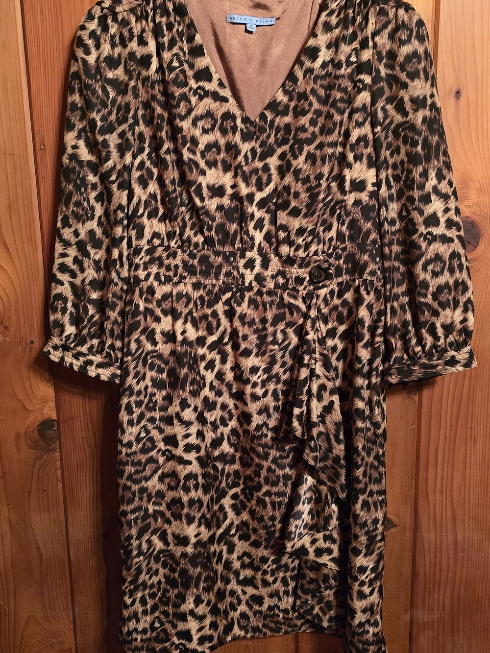 Antonio Melani‎ Leopard Print Wrap Dress - Brown/Black Size 8